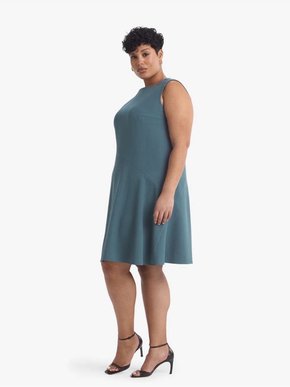 MM.LaFleur Pauline Dress Teal Blue Sleeveless Fit Flare Dress Plus Size 1+